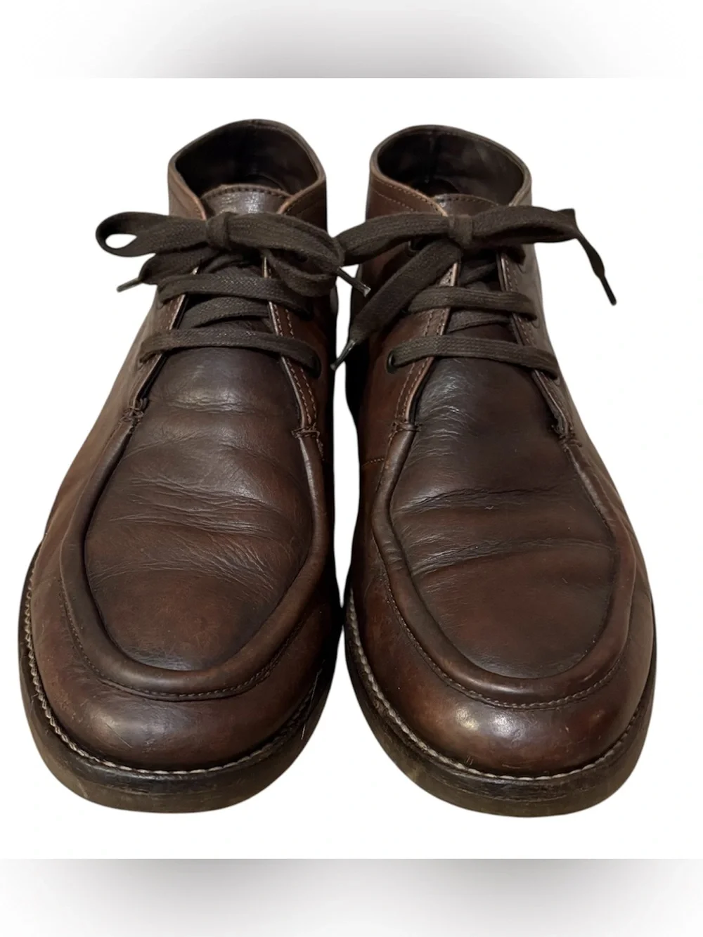 A. Testoni Basic Brown Leather Ankle Dress Boots Chukka Moc-Toe Lace-Up Sz 11